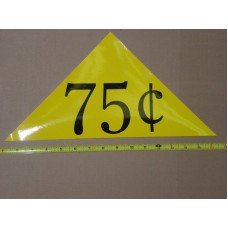 Large Yellow Price Triangle Vinyl Sticker 75¢